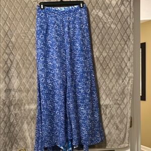 Blue Floral 2 sided Women's light weight wide pants